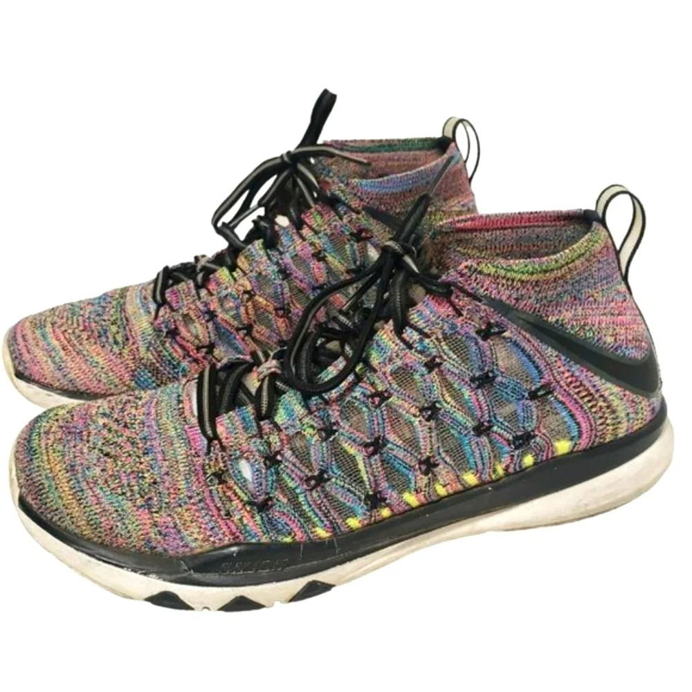 Nike Train sz 7 Ultrafast Flyknit Volt multi colors pink blue white Mens